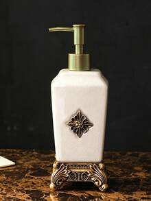 Cirelle 1pc Luxury Simple Ceramic Ice Crack Creative Press Type, European Ceramic Lotion Bottle, Hotel Household Bathroom Shower Gel Hand Sanitizer Bottle Toothbrush Rack Soap Rack And Other Single Bathroom Accessories - Bathroom storage items - View 7