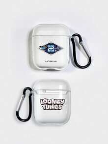 LOONEY TUNES X SHEIN 1pc Looney Tunes Daffy Duck Double-Sided Print Soccer AirPods Case With Clear Transparent Finish, Covers, Featuring Classic "LOONEY TUNES" Lettering On One Side And Daffy Duck Football Graphic On The Other, Complete With A Convenient Carabiner Hook. Full-Covered Shockproof Protection For Your Earbuds. Perfect Gift For Cartoon Lovers And Fans Of Looney Tunes. Compatible With AirPods 1/2/3/4/Pro/Pro 2/Pro 3, Earphone Accessories, , Quick Ship. - Clear - View 13