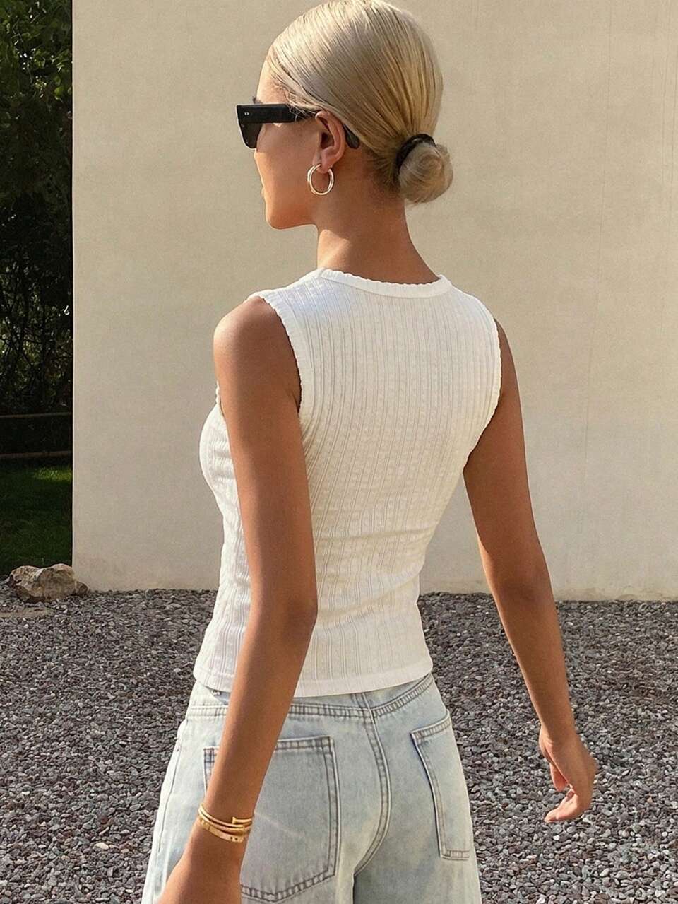 Women's Square Neck Fitted Ribbed Camisole Top, Summer