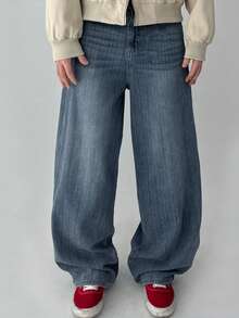 DAZY Pantalones vaqueros largos de hombre con lavado azul, textura de tela desgastada - Azul - Ver 5