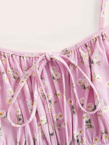 SHEIN EZwear 浅粉色性感修身针织迷你连衣裙，细肩带，夏季 - 淺粉色 - 查看 4