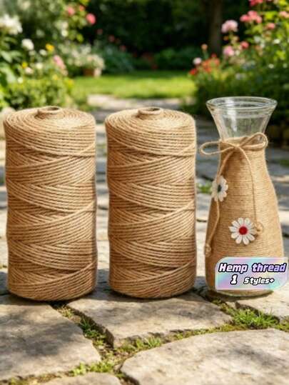 2mm Cuerda de yute natural, cuerda decorativa de yute, manualidades DIY, embalaje de regalos, jardinería, decoración de bodas y fiestas