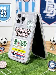 LOONEY TUNES X SHEIN 1個 Looney Tunes Bugs Bunny「團隊精神」透明手機殼，封面印有堆疊式 Bugs Bunny 美式足球圖案、「TEAM SPIRIT」與「LIVE FOR THE GAME」標語，以及經典「LOONEY TUNES」Logo。全覆蓋防震保護，強化護角緩衝，適合您的手機。卡通愛好者與 Looney Tunes 粉絲的完美禮物。相容於 iPhone 手機殼與 Galaxy 手機殼，手機配件，快速出貨。 - 無色 - 查看 3