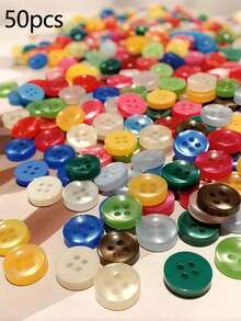 300pcs Buttons - Assorted Colors, Vintage Style Round Buttons For DIY Crafts, Shirts, Sewing, Novelty Mixed Color Series For Wallet Making, DIY Wallet Making - mix - View 7