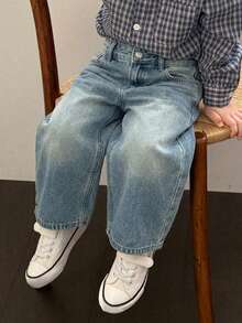 DAZY Toddler Boys' Washed Color Block Loose Fit Denim Jeans - Light Wash - View 1