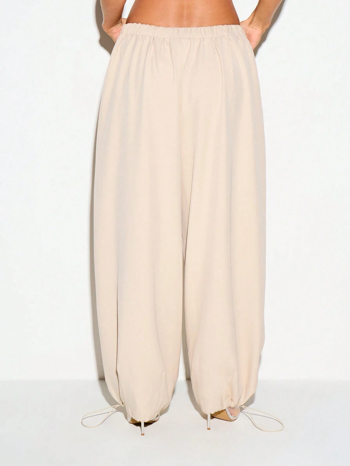 Balloon Trousers With Elastic Waist And Drawstring Ankle