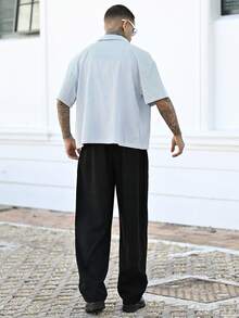 Devon Thys Men's Loose Fit Pleated Fold & Slant Pocket Pants, For Fall - Black - View 2
