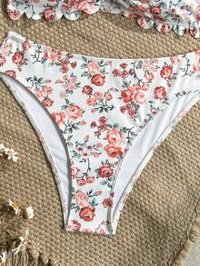 Swim Mod Áo tắm nữ, dành cho thiếu nữ, họa tiết hoa cắt xẻ, cổ áo hình trái tim, ngọt ngào và dễ thương, họa tiết hoa nhỏ li ti, chất liệu vải gân nổi. - Nhiều màu - Xem 5