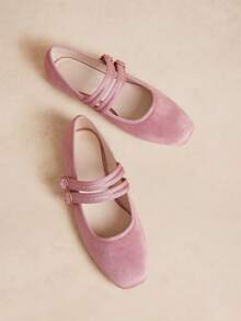 Rosivie Women's Casual Buckle Design Flat Loafers, Versatile For Daily Wear - Pink. - View 10