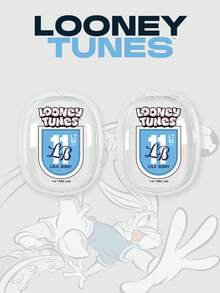 LOONEY TUNES X SHEIN 1个乐一通萝拉兔足球徽章AirPods保护套，透明材质，印有经典的萝拉兔运动徽章图案和11号。为您的耳机提供全方位防震保护。是卡通爱好者和乐一通粉丝的完美礼物。兼容AirPods Max，耳机配件，快速发货 - 無色 - 查看 5