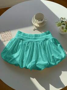 Comfortcana 女款綠色圓點印花休閒短褲，夏季 - 綠色 - 查看 2