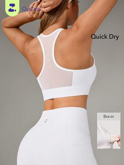 OutZeal Women Sports Bra Gym Workout Pilates Quick Dry Bra-In Back Mesh Panel Active Tops