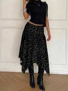 Aloruh Women's Spring/Summer New Asymmetric Hem Plaid Midi Skirt, Retro Y2K Outfit - Multicolor - View 3