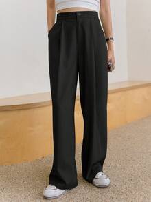 DAZY Solid Color Business Casual Women Suit Set,Fall Clothes - Black - View 5