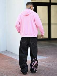 Devon Thys Áo hoodie Manfinity Streetrush nam phong cách đường phố tối màu INS High Street có khóa kéo. Phong cách đường phố, Y2K, Thu - Hồng - Xem 2