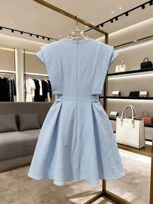 GlowEve Elegant Romantic Vacation & Work Commute Daily Wear Women Short Dress - Blue - View 2