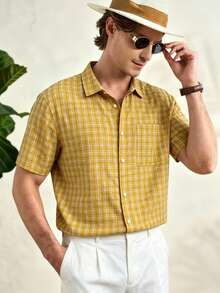 Airaco Men's Casual Plaid Short Sleeve Shirt - Multicolor - View 7
