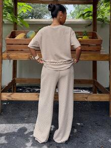 Muchica 女款棕色與白色夏季休閒度假時尚細肩帶上衣，杏色提花百褶布料蕾絲飾邊優雅上衣，適合約會、居家休閒、派對，Y2K風格 - 彩色 - 查看 2