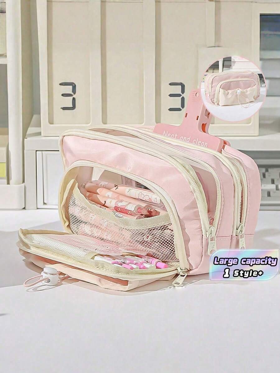 1 X Japanese-Style Drawstring Pencil Case - Stylish, High-Capacity, Multi-Layer Stationery Organizer. Beautiful And Affordable-A Perfect Gift For Friends To Create A Special Surprise; Ideal For Holidays And Christmas. - Multicolor - View 1