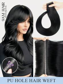 Tóc nối Butterfly Weft, tóc thật 12-24 inch, màu đen tuyền, thẳng, tóc nối vô hình, tóc nối PU có lỗ, mềm mại và mượt mà, thích hợp cho hàng ngày, tiệc tùng, ngày lễ và đám cưới. - S1 - Xem 1