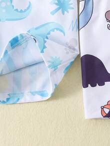 LMoss Kids Calções de praia casuais estampados e fofos para bebês meninos com cintura elástica. - Multicolorido - Ver 3