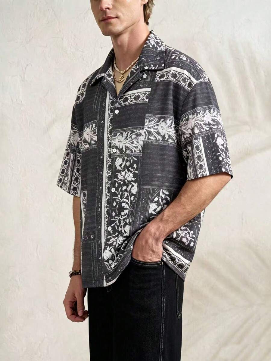 Airaco Men's Summer Vacation Printed Short Sleeve Shirt - Multicolor - View 1