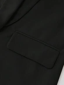 Lumivelle Áo khoác blazer nữ thời trang cổ shawl không cài cúc, kiểu dáng thường ngày. - màu đen - Xem 3