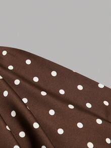 GlowEve CURVE Summer Vintage Elegant Asymmetric Shoulder Brown Blouse With Diagonal Pleated Bust Made Of Drapey Satin Acetate Fabric Plus Size Dates Formal - Coffee Brown - View 8
