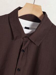 Manfinity Homme Men's Simple Front Button Short Sleeve Shirt And Pants Set, Summer - Multicolor - View 4
