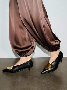 Bholvia Chaussures Babies à boucle de sangle et talon mi-haut, escarpins à bout pointu et talons fins pour femmes, mules - Noir - Voir 3