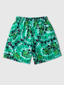 ROMWE MEN Shorts Casual Solta com Cordão na Cintura e Estampa de Letras para Homens - Verde - Visão 2