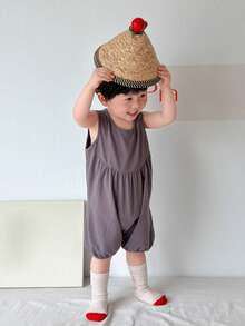 Dazy Kids 嬰兒/男嬰純色休閒無袖連身衣 夏季 - 灰色 - 查看 5