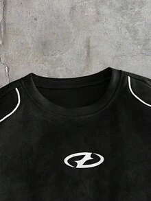 AXEPEAK Áo thun nam thường ngày phối viền tương phản, thích hợp cho mùa hè. - màu đen - Xem 4