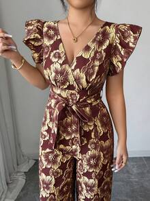 Elenzga 女士编织优雅夏季度假连体裤 - 紅色 - 查看 7
