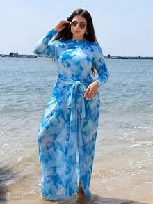 Swim Shayni 大码印花连体泳衣，适合海滩度假 - 彩色 - 查看 3