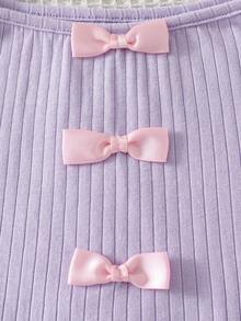 Bộ đồ mặc nhà 1 set cho bé gái mùa hè, áo dây quai nơ họa tiết hoạt hình trái tim và anh đào đơn giản thời trang thoải mái tinh nghịch kèm quần short - Hồng - Xem 8