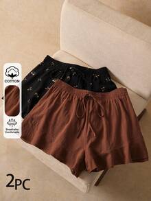 Elaquor Quần short mùa hè cỡ lớn, kiểu dáng thường ngày, màu trơn và họa tiết hoa nhí. - Nhiều màu - Xem 7
