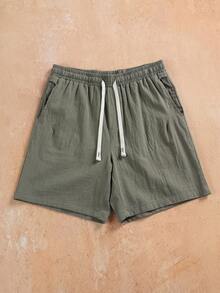 VENTUSAIL Men's Summer Casual Drawstring Linen Shorts, Holiday - Army Green - View 5