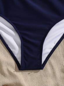 SHEIN 少女白色碎花褶皱腰身三件套泳衣带裙，休闲沙滩度假泳装三件套，春夏款 - 玫紅色 - 查看 3