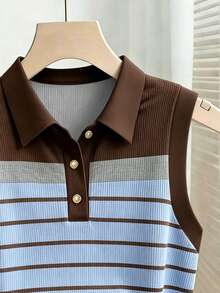 Franclia Summer Casual Contrast Color Striped Tank Top - Multicolor - View 3