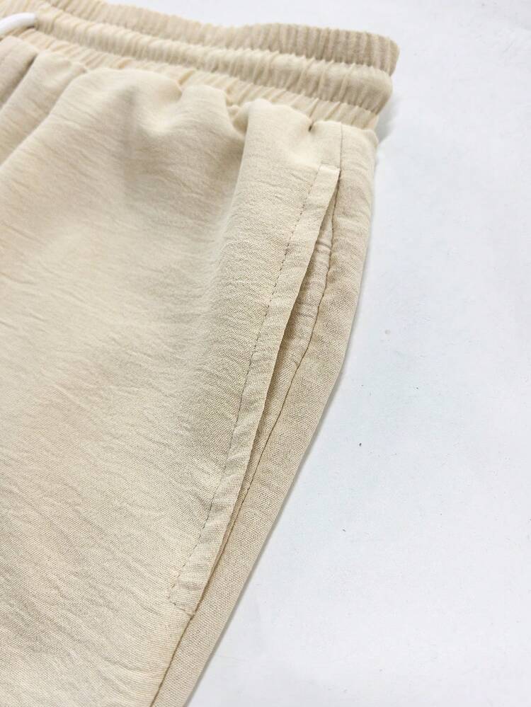 Manfinity RSRT Men's Beige Linen Casual Pants, Vacation & Leisure, Holiday - Beige - View 4