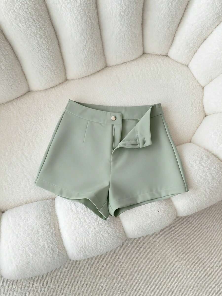 INAWLY Women's Casual Solid Color Shorts, Versatile For Summer Commute