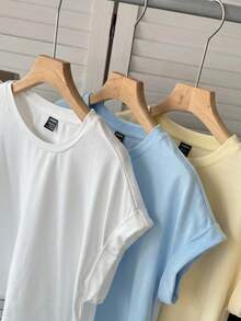 SHEIN LUNE 3件套女士休闲纯色基础款短袖T恤可爱上衣基础款上衣外出机场女装街头风外出上衣夏季女装3件套女士露脐上衣女士T恤女士外出上衣女士节日上衣奶油黄外出上衣女士纯色上衣纯色上衣休闲 - 彩色 - 查看 4