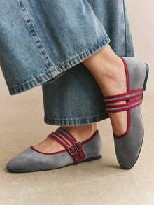 Rosivie Women's Casual Buckle Design Flat Loafers, Versatile For Daily Wear - Dark grey. - View 11