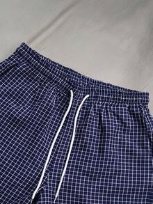 STYNVO Bộ áo sơ mi và quần short nam mùa hè phong cách casual đi chơi & đi làm, dáng rộng, họa tiết thêu chữ, vai trễ - Xanh và trắng - Xem 5