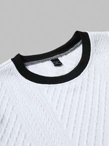 Manfinity Homme Áo thun nam tay ngắn size lớn, vải dệt jacquard, phong cách thời trang đa năng phù hợp đi chơi, món quà lý tưởng cho bạn trai hoặc chồng - Nhiều màu - Xem 6
