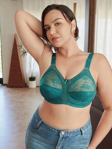 Slumbrini Sujetador sin costuras, transpirable y sin aros para mujer de talla grande, ligero y de cobertura total - Verde - Ver 4