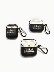LOONEY TUNES X SHEIN 1pc Looney Tunes "Game Day" Soccer Team AirPods Case With Matte Black Finish, Featuring The Full Looney Tunes Soccer Team Graphic And "GAME DAY" Lettering, Complete With A Convenient Carabiner Hook. Full-Covered Shockproof Protection For Your Earbuds. Perfect Gift For Cartoon Lovers And Fans Of Looney Tunes. Compatible With AirPods 1/2/3/4/Pro/Pro 2/Pro 3, Earphone Accessories, , Quick Ship. - Black - View 6