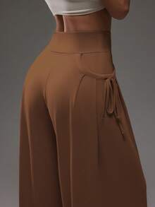 Dewbera Dewbera Pantalones deportivos casuales de malla con pliegues para mujer, adecuados para primavera y otoño - Marrón - Ver 7
