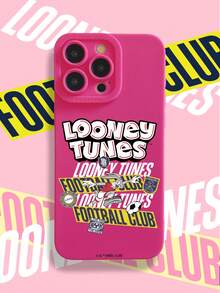 LOONEY TUNES X SHEIN 1個 Looney Tunes Bugs Bunny 足球俱樂部啞光手機殼，洋紅色，手機殼，印有堆疊的 Bugs Bunny 足球圖案、「FOOTBALL CLUB」字樣和經典的「LOONEY TUNES」標誌。全覆蓋防震保護您的手機。卡通愛好者和 Looney Tunes 粉絲的完美禮物。兼容 IPhone 手機殼和 Galaxy 手機殼，手機配件，快速發貨。 - 玫紅色 - 查看 2